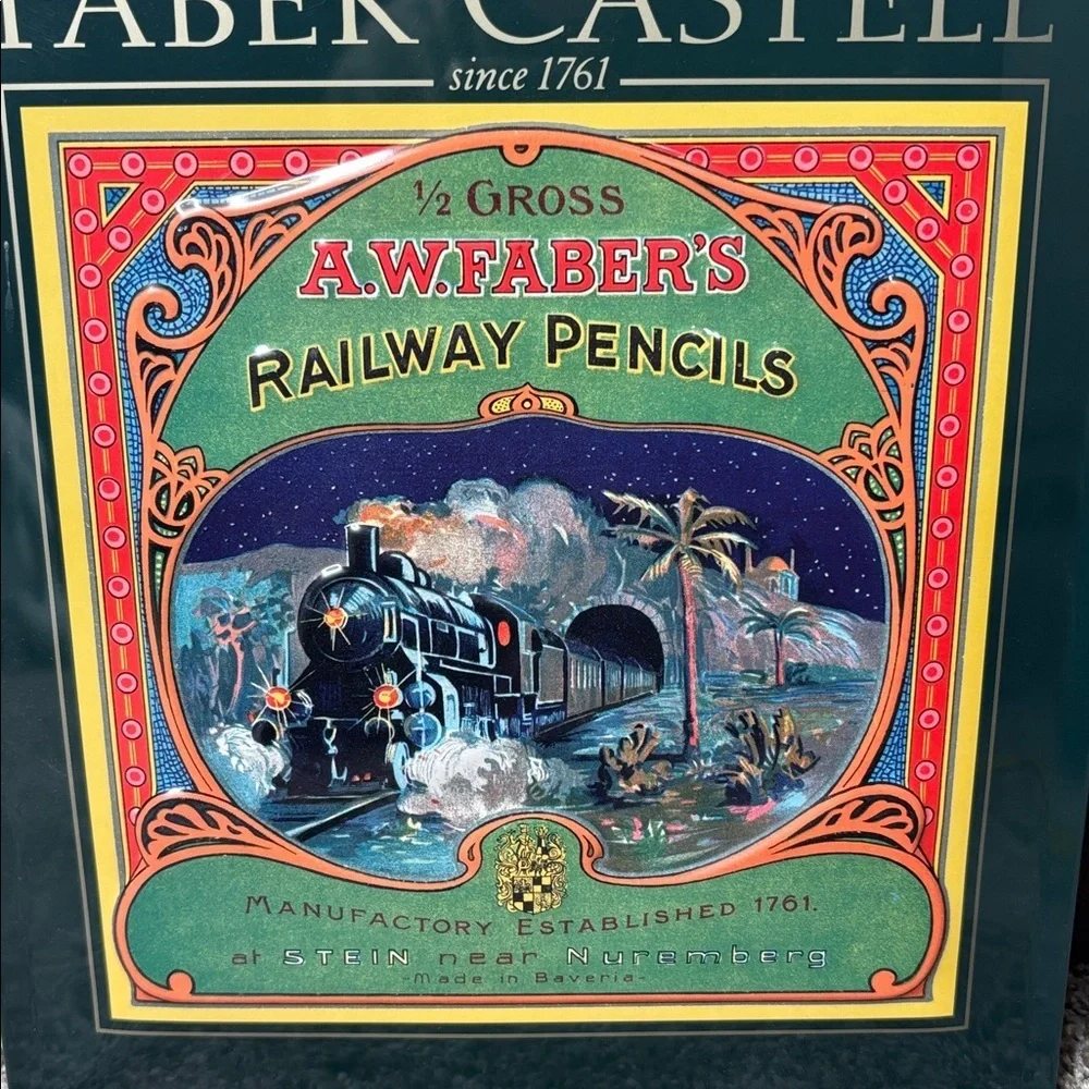 Faber-Castell metal sign vintage artwork for A.W. Faber's Railway Pencils